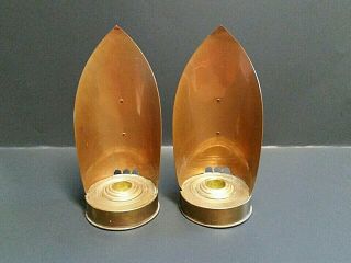 Chase Brass & Copper Art Deco Shield Back Candle Holders