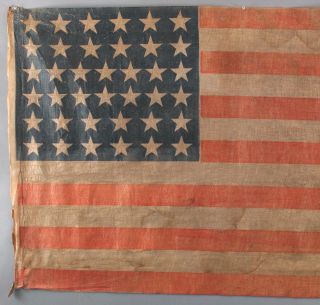 Antique 1888 Harrison & Morton Presidential Political 38 Star American Flag,  NR 2