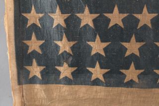 Antique 1888 Harrison & Morton Presidential Political 38 Star American Flag,  NR 7