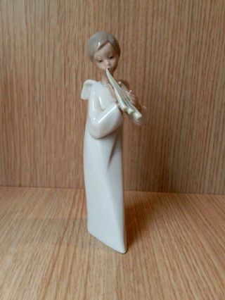 Nao By Lladro Spain Angel Playing Pan Pipes Flute Figurine