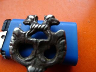 Old Antique Key From France Brass Top With 2 Dog Faces Keys Lock Padlock