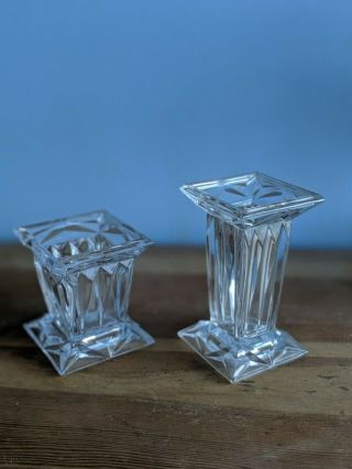 Retired Partylite Quad Prism Pillar Candle Holders / Vase - Set Of 2