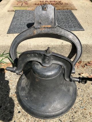 Antique Crystal Metal No.  2 Cast Iron Bell W Yoke 15 " Diameter