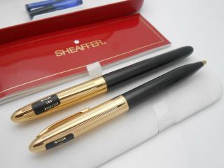 Sheaffer Cased Crest 593 Medium Fountain Pen 18ct Gold Nib,  Ballpoint