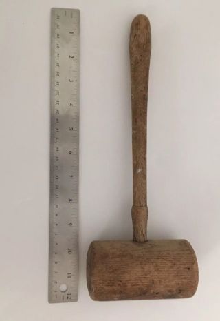 Vintage Wooden Mallet Hammer Primitive Woodworking Tool Incredible Patina