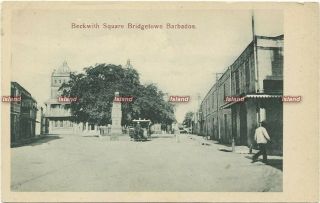 Barbados Postcard.  Beckwith Square.  Bridgetown.  Horse & Carriage.  C 1907