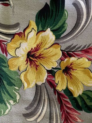 Yellow Lily Barkcloth 10 Yards Vintage 1950s Curtains Drapes Cushions
