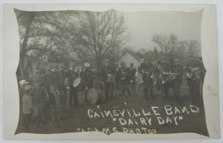 Rppc Cainsville Harrison County Mo Band Dairy Day Train Depot Real Photo C 1910