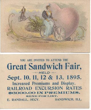 Ad Card Sandwich,  Il 1895 Great Sandwich Fair.  2: A Cupid Card Of Love.  Cute