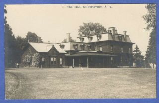 Gilbertsville,  Ny The Hall,  Otsego County,  Rppc Real Photo Postcard 1918