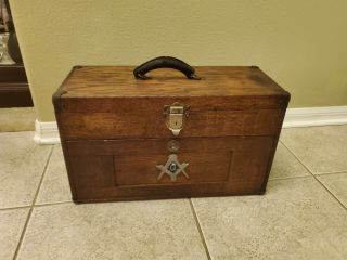 Antique National Cabinet Company Dayton Ohio Machinist Tool Box Freemason