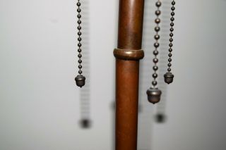 c.  1920 ' s Unique Art Glass and Metal Leaded Glass Table Lamp Base Handel era 3