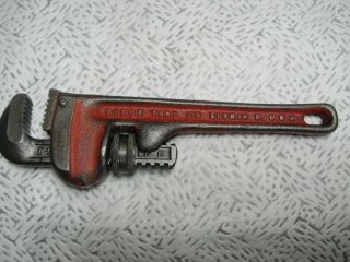 Vintage Rigid 6 Inch Pipe Wrench Usa Made Elyria Ohio Patent 1727823