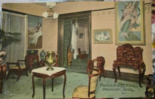 C1907 Parlor At Crosby Hotel Beaumont Texas Tx Postcard View