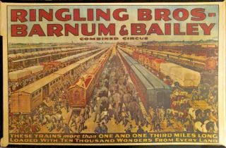 Vintage Ringling Brothers Barnum & Bailey " Combined Circus " Poster Us