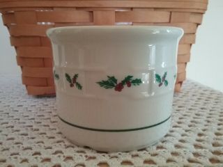 Longaberger Pottery Traditional Holly One - Pint Crock Usa Made