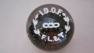 Independent Order Of The Odd Fellows Glass Paperweight I.  O.  O.  F.  F.  L.  &t.  Gentile