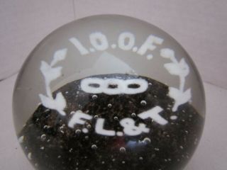 Independent Order Of The Odd Fellows Glass Paperweight I.  O.  O.  F.  F.  L.  &T.  Gentile 4
