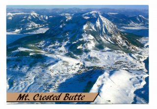 Mount Crested Butte Colorado Postcard Peak Snow Village Unposted Aerial View