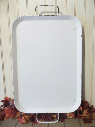 Large " Chippy " Painted Metal Tray With Handles - Farmhouse/shabby Chic/country