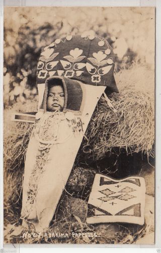 Rppc - Yakima Papoose In Decorative Cradleboard - Early 1900s - Washington
