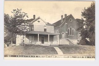 Rppc Real Photo Postcard Iowa Corning Presbyterian Church And Parsonage Front Ex
