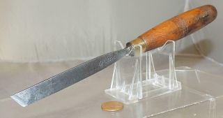 Antique S.  J.  Addis Wood Carving Tool Skew Chisel 2 Sweep 1/2 " Cut 9 " Long