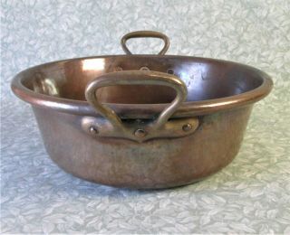 Antique French Thick Heavy 3kg Copper Jam Pan 6.  9lbs Cook Pot Bowl Brass Handle