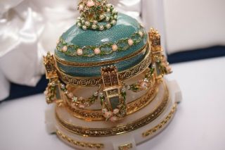Faberge Cradle With Garlands Aka Love Trophies Egg Teal Enamel Box Incl