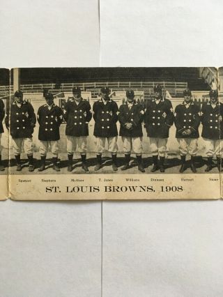 1908 St Louis Browns Tri - Fold Postcard Extremely Rare 3