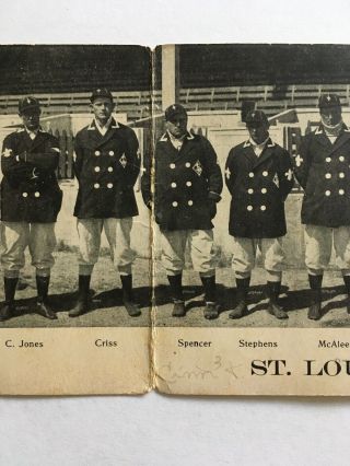 1908 St Louis Browns Tri - Fold Postcard Extremely Rare 6