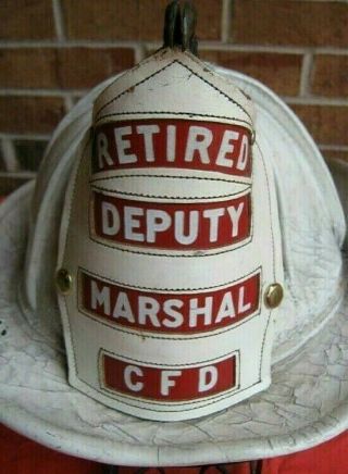 CHICAGO FIRE DEPARTMENT DEPUTY MARSHAL LEATHER HELMET CAIRNS BROS HIGH EAGLE CFD 10