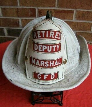 CHICAGO FIRE DEPARTMENT DEPUTY MARSHAL LEATHER HELMET CAIRNS BROS HIGH EAGLE CFD 2