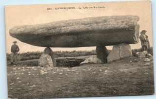 France Locmariaquer Dolmen Prehistoric Portal Tomb Megalithic Grave Postcard C55