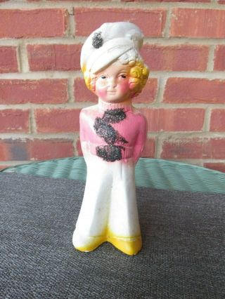 Vintage 1940 ' s Chalkware Carnival Prize Doll Sailor GIRL Figurine 9 inch Tall 2