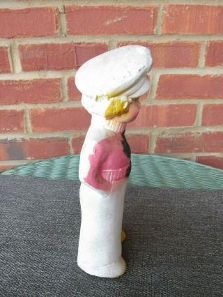 Vintage 1940 ' s Chalkware Carnival Prize Doll Sailor GIRL Figurine 9 inch Tall 5