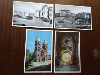 4 Postcards Rppc Sweden Malmo Various Views C.  1950s?