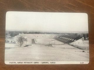 Vintage B & W Photo Postcard Stadium Kansas University Campus - Lawrence,  Kansas