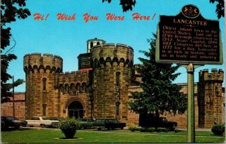 Postcard Pa Pennsylvania Lancaster County Prison Jail King Street Unposted