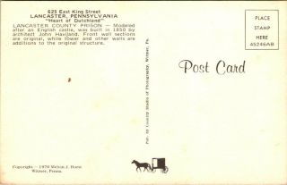 Postcard PA Pennsylvania Lancaster County Prison Jail King Street Unposted 2