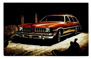 1974 Pontiac Luxury Lemans Safari Postcard Vintage Car Automobile