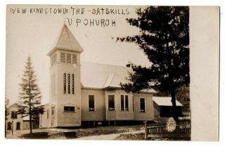 Ny York Kingston In The Catskills Church Delaware County Postcard Rppc