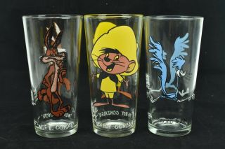Warner Bros Pepsi 1973 Road Runner Wile E Coyote Speedy Gonzales Drinking Glass