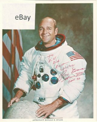 Signed 8 X 10 Color Lithograph Photo Nasa Apollo 17 Astronaut Ronald Ron Evans