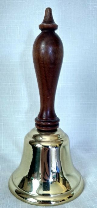 Shiny Brass Wood Handle Bell Teacher 6 " X3 " Vintage School Dinner Antique - Style