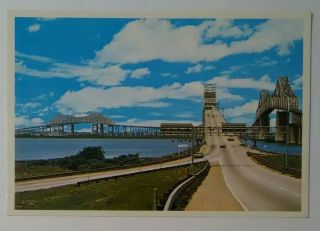 Vintage South Carolina Postcard Giant Cooper River Bridges Charleston Sc