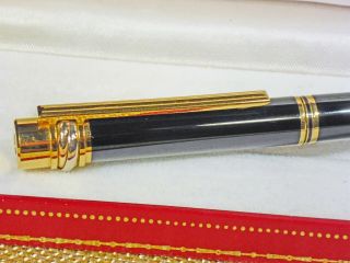 CARTIER FOUNTAIN PEN MUST DE TRINITY,  MIDNIGHT BLUE LACQUER WITH GOLD PINSTRIPE 2