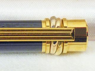 CARTIER FOUNTAIN PEN MUST DE TRINITY,  MIDNIGHT BLUE LACQUER WITH GOLD PINSTRIPE 3