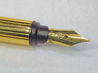 CARTIER FOUNTAIN PEN MUST DE TRINITY,  MIDNIGHT BLUE LACQUER WITH GOLD PINSTRIPE 9