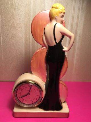 Ceramic Art Deco Figurine Clock Sarsaparilla Japan 1985